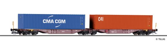 Tillig 18080 - TT - Containertragwagen CMA/CAI, ČD Cargo, Ep. VI